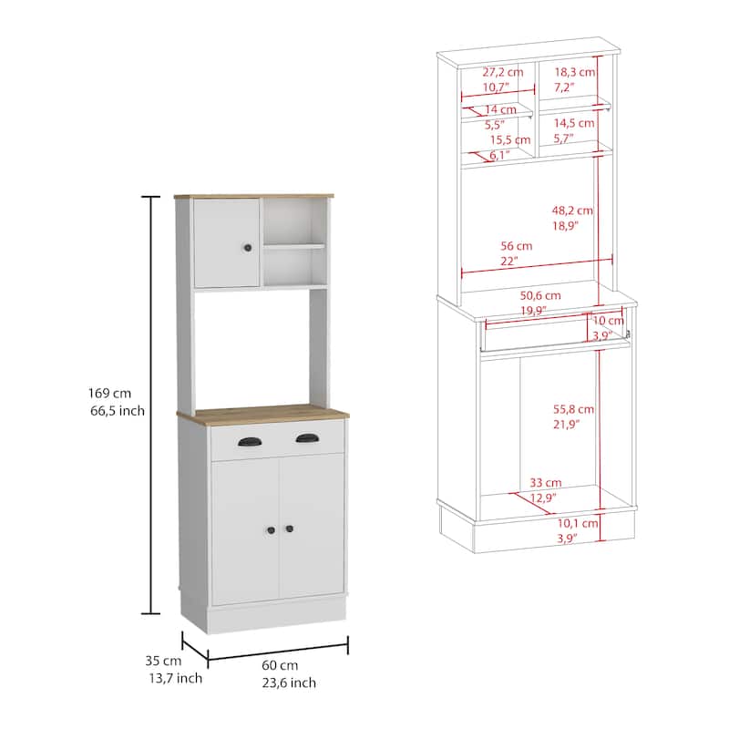 Kitchen Pantry with 3-Doors Cabinet and Drawer for Kitchen