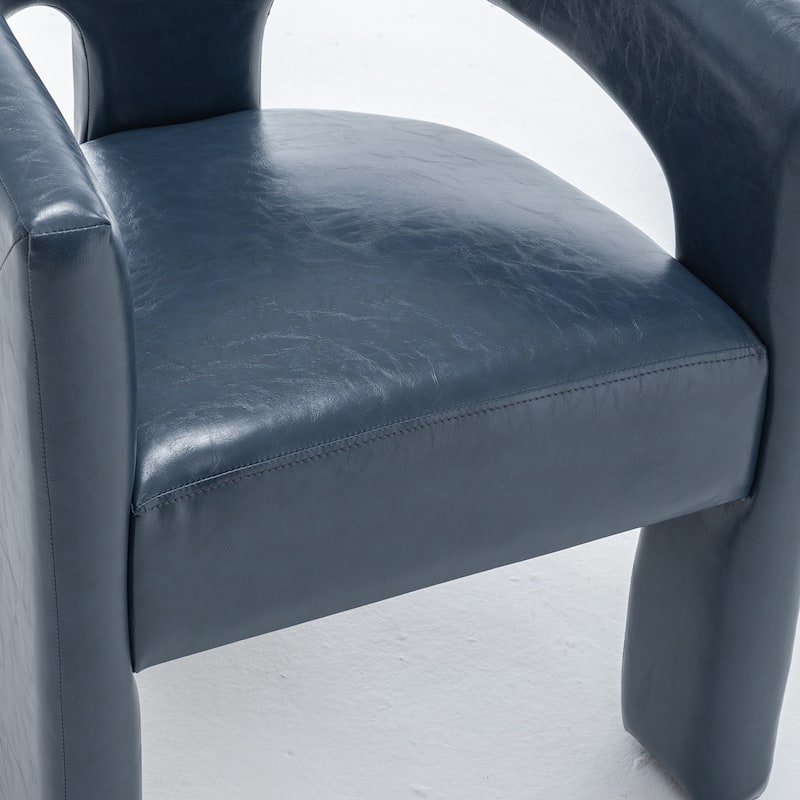 SEYNAR Modern Glam PU Leather Upholstered Dining Chair, Open-Back Accent Chair Set of 2