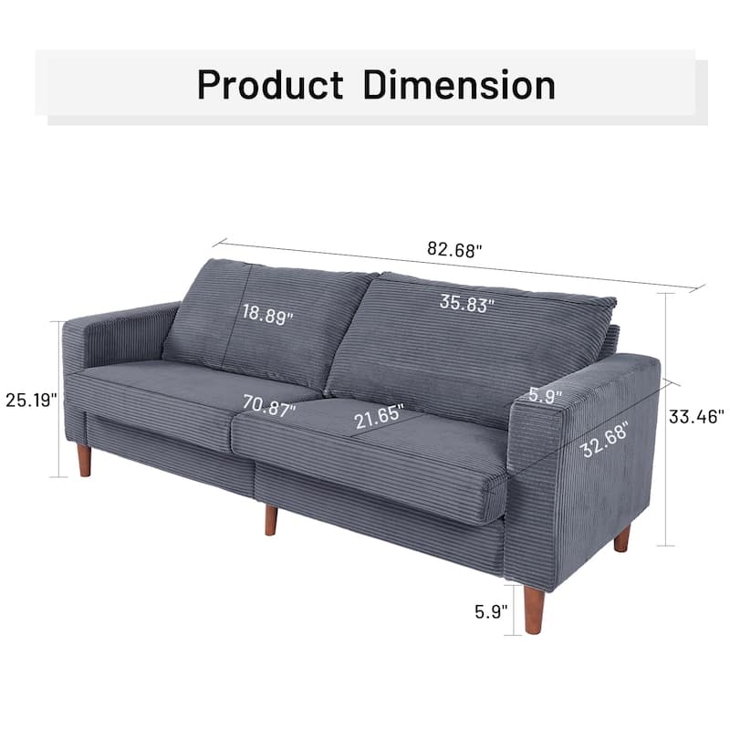 Chic 83 in. Chenille Convertible Futon Sofa Bed, Loveseat Sofa with Square Arm for Living Space
