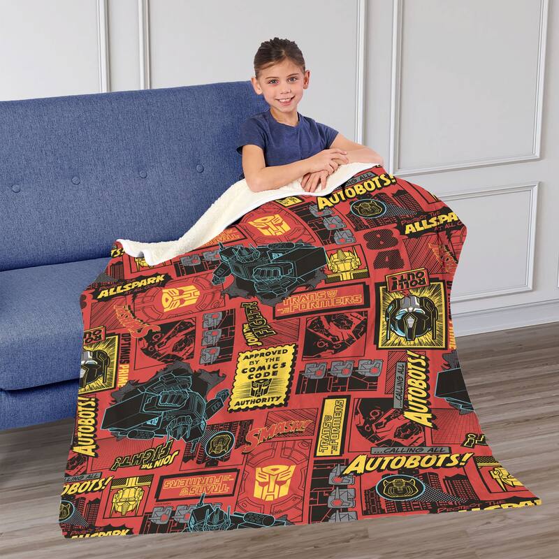 Hasbro Transformers Silk Touch Sherpa Throw Blanket