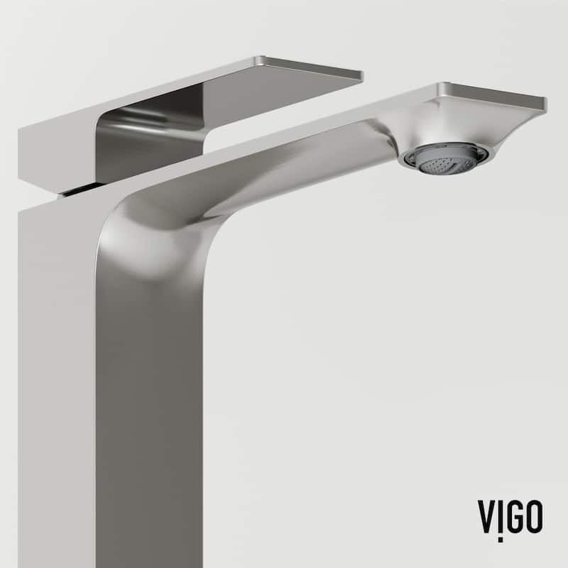 VIGO Tarragona 19"L x 14"W Concrete Vessel Sink and Dunn 11"H Faucet Set