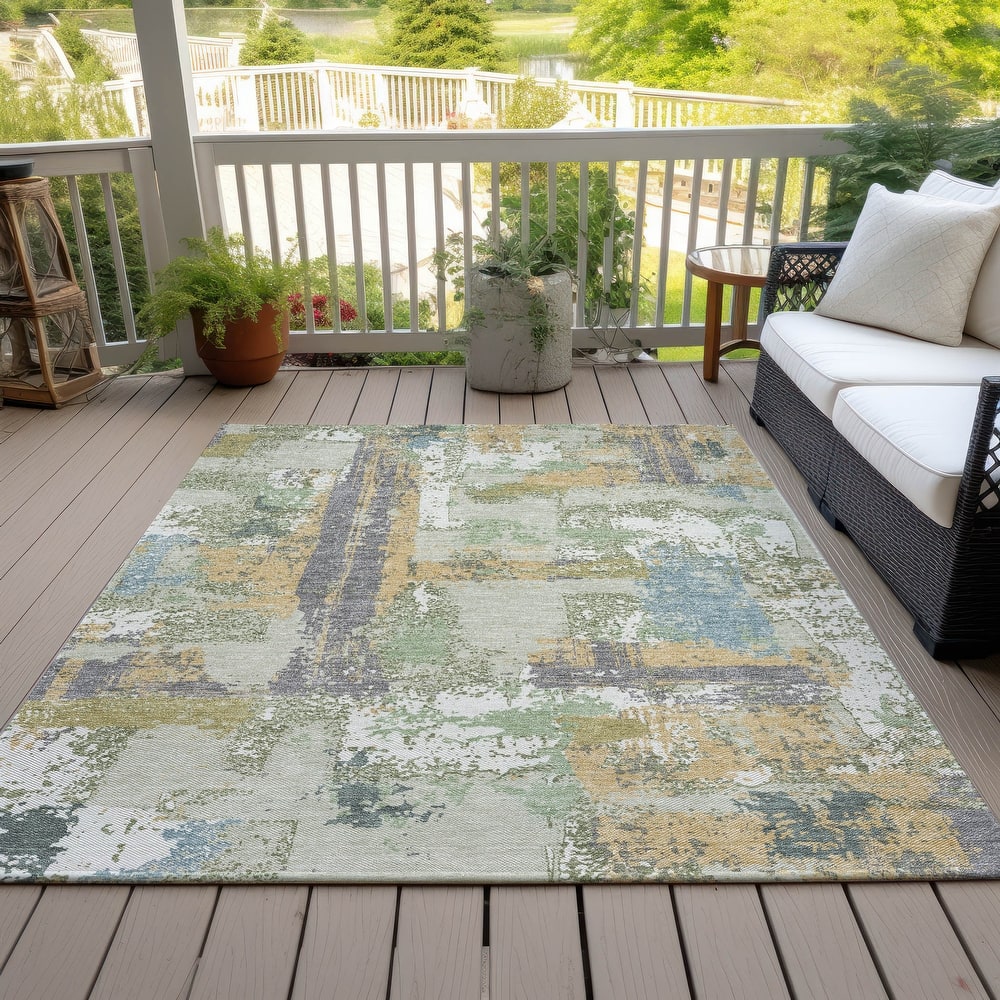 Machine Washable Indoor/Outdoor Casual Contemporary Chantille Rug