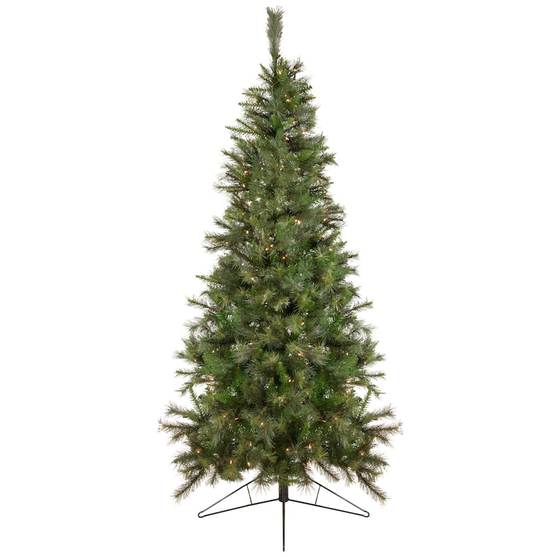 6.5' Pre-Lit Medium Canyon Pine Artificial Christmas Wall Tree Clear Lights