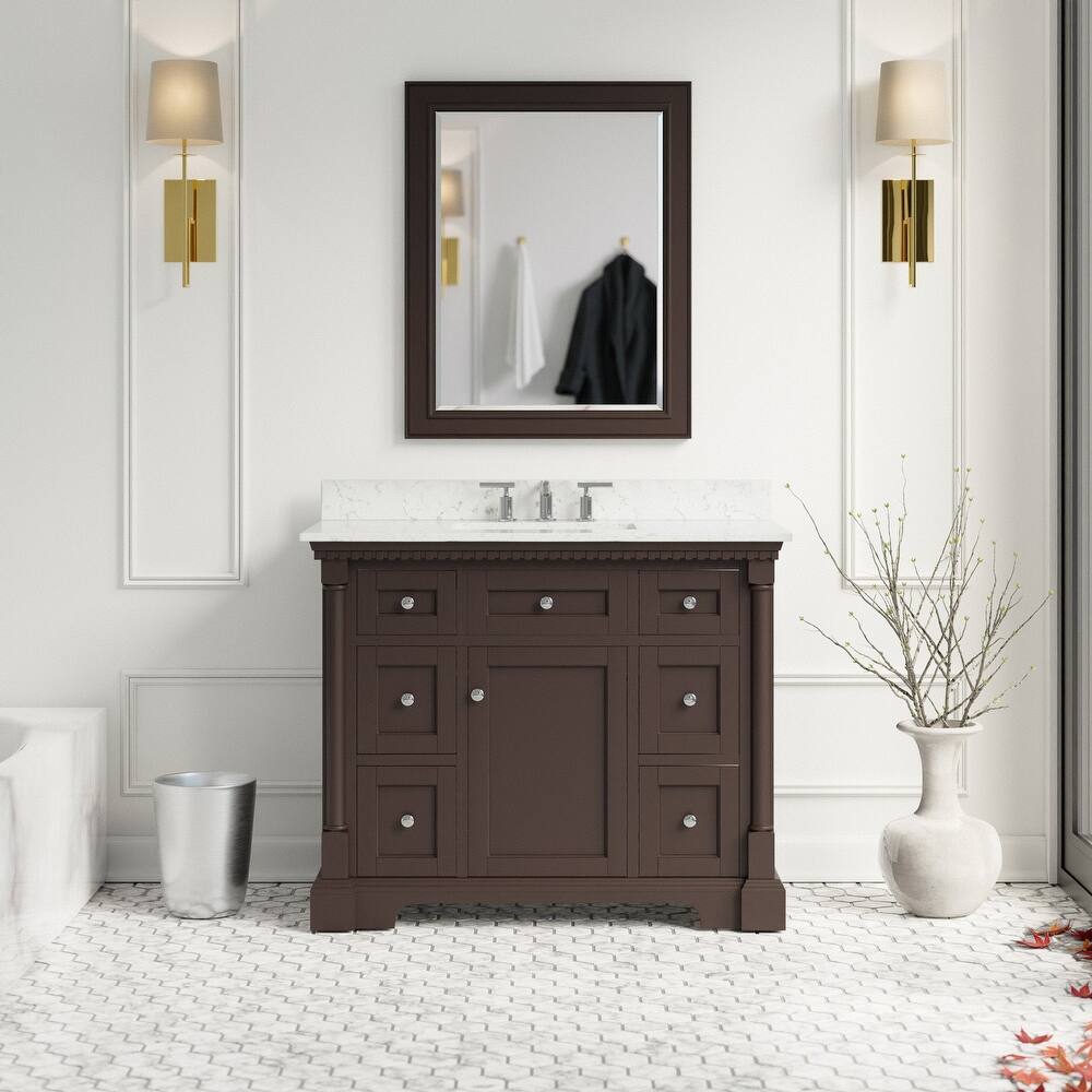 KitchenBathCollection Sydney 42" Bathroom Vanity with Engineered Marble Top