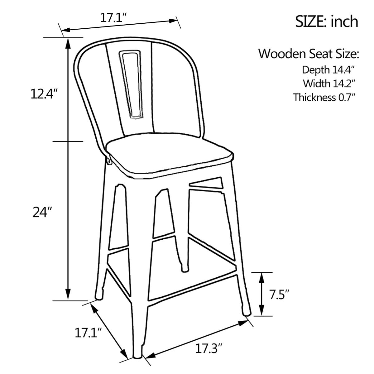 30 inch High Back bar stools farmhouse bar stools Set of 4 On