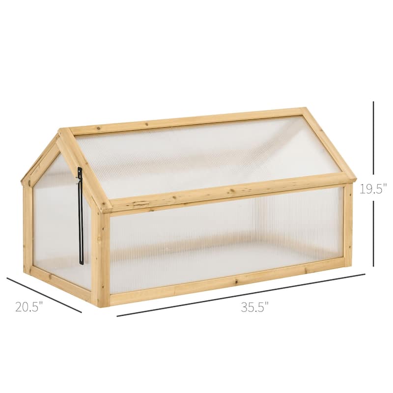 Wooden Cold Frame Greenhouse Garden Portable Raised Planter For Indoor, Outdoor, Flowers, Vegetables, Plants, LiGht Brown