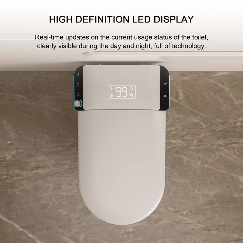 1-Piece 1.28 GPF Auto Single Flush Elongated Bidet Toilet Smart Toilet in White