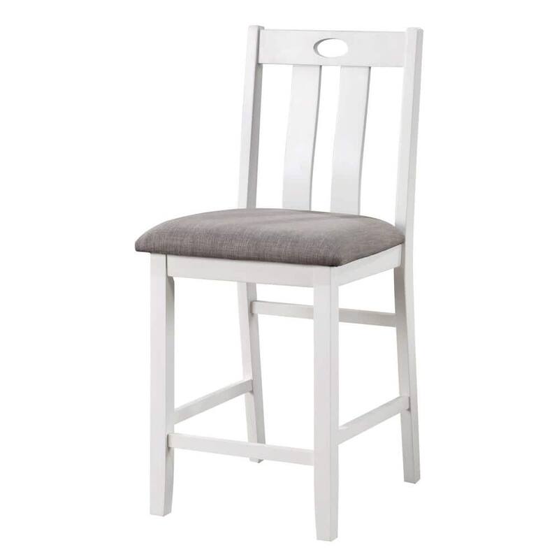Solid wood 5pc Counter Height Dining Set Table 4x Chairs Linen Like Fabric Cushions Seats Chairs Dining Room