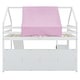 preview thumbnail 15 of 37, Full size Wooden Loft Bed House-shaped Frame with a Tent, White+Pink