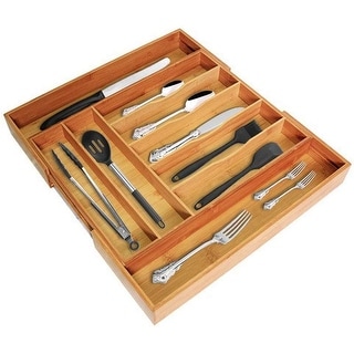 Organizeme Bamboo Adjustable Utensil Drawer Organizer - Bed Bath ...