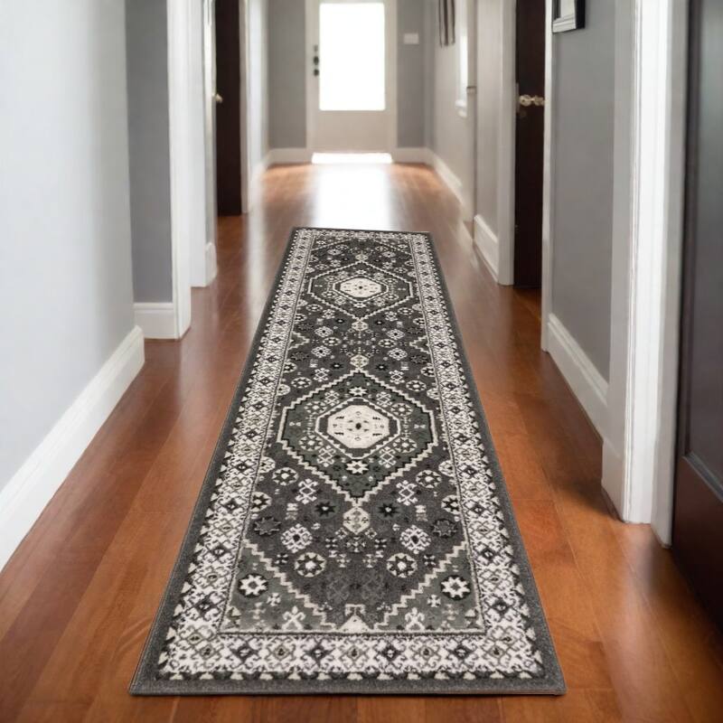 HomeRootsMedallion Traditional Rectangle Area Rug - 90.55' X '26.77' X '0.39