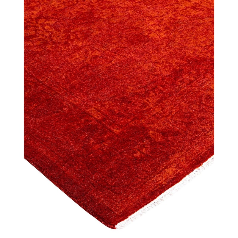 Overdyed, One-of-a-Kind Hand-Knotted Area Rug - Orange - 2' 7" x 7' 8"