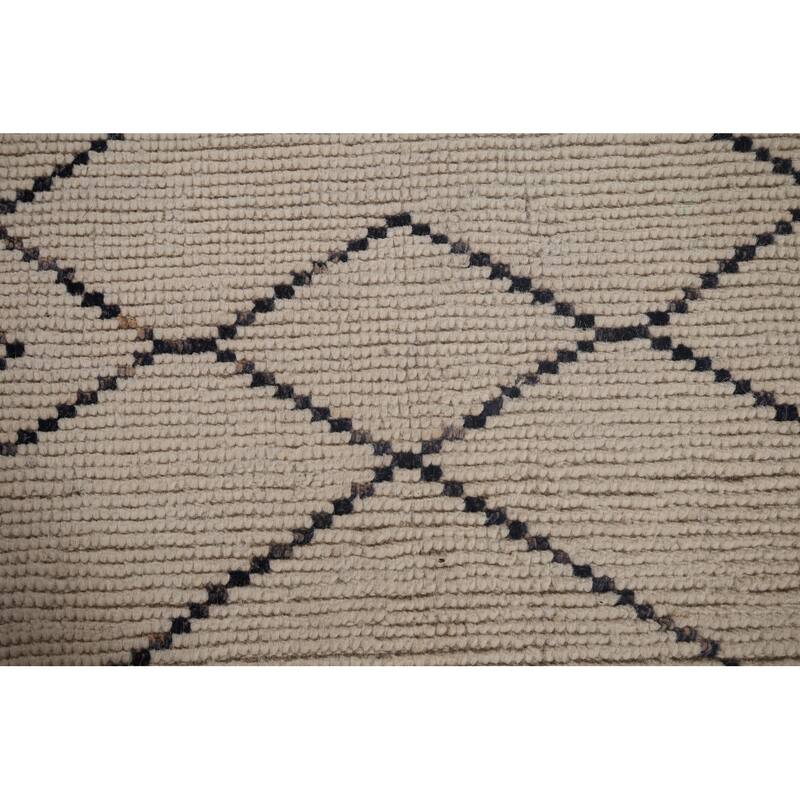 Trellis Moroccan Earth Tone Area Rug Hand-Knotted Wool Carpet - 7'9"x 10'11"