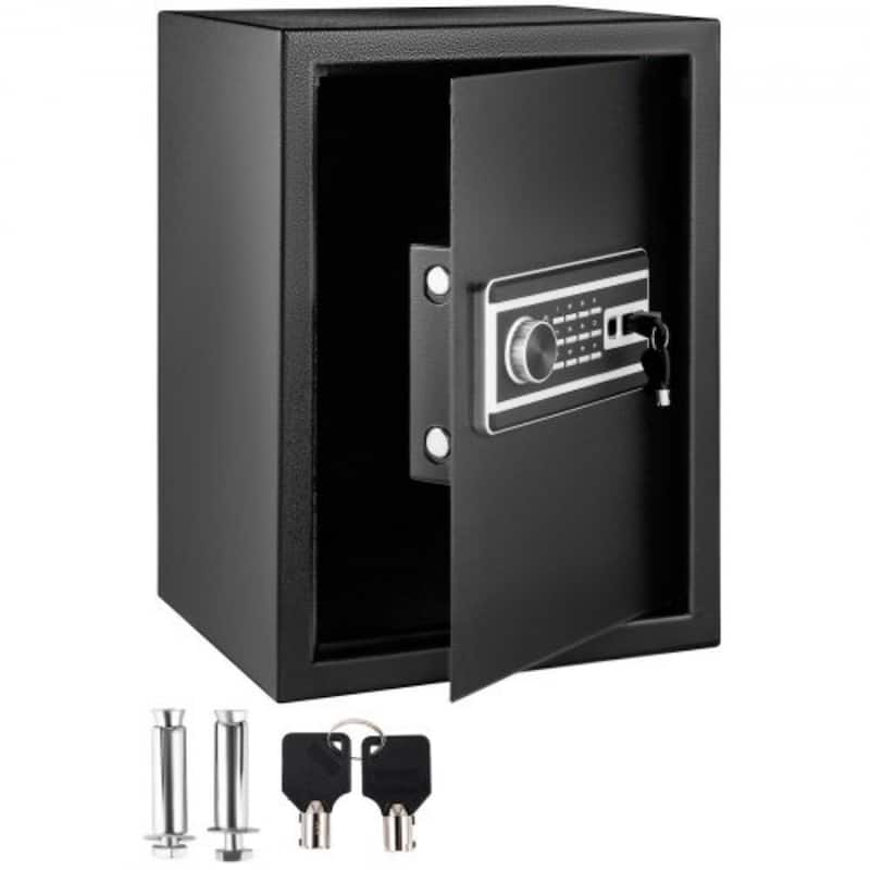 Black Steel Safe with Key, Fingerprint, Digital Lock and Wall Mounted - 60 L