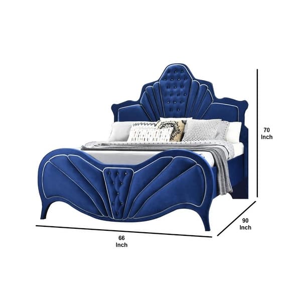 Velvet Upholstered Channel Tufted Queen Bed, Blue Bed Bath & Beyond
