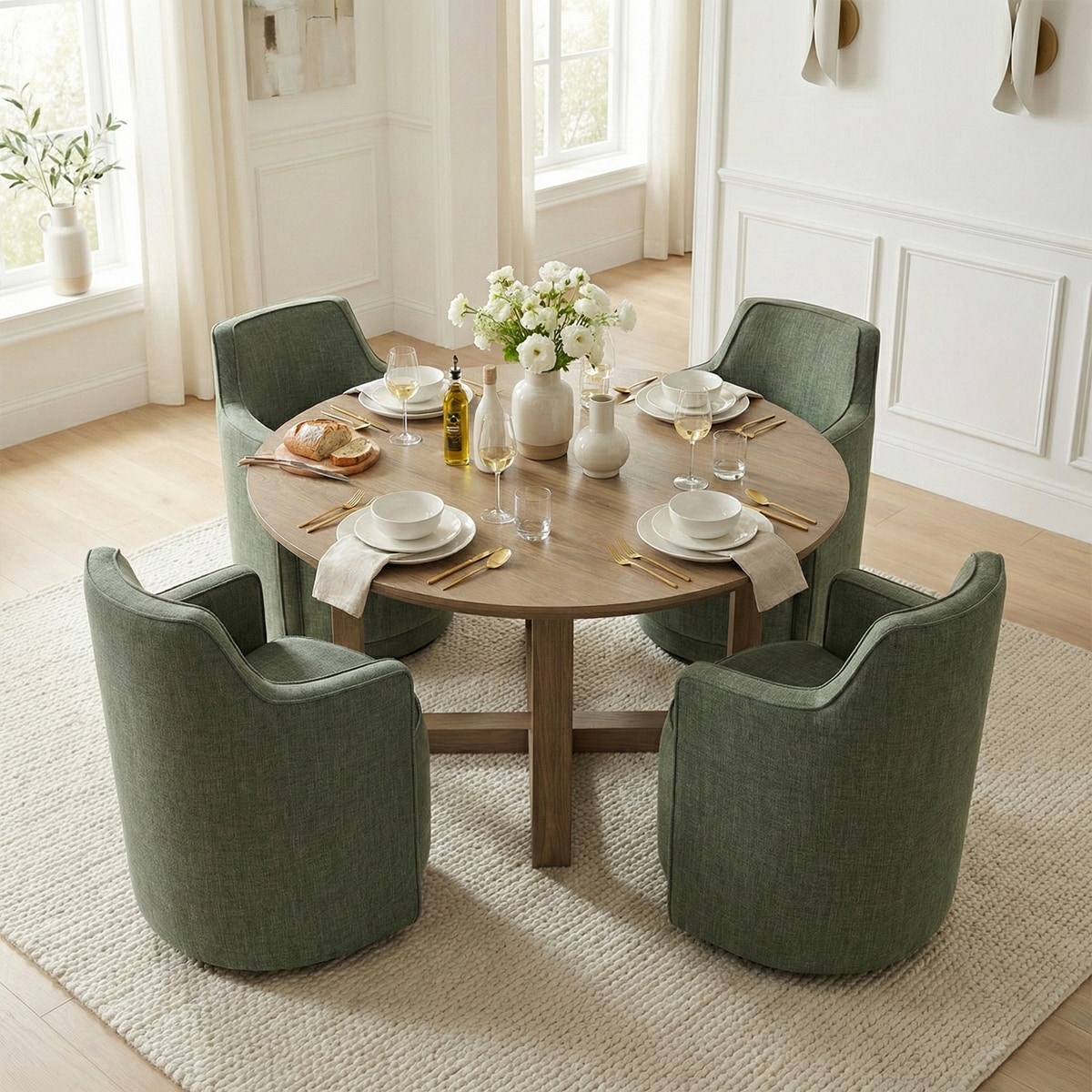 19" Upholstered Swivel Dining Chair(Set of 4)