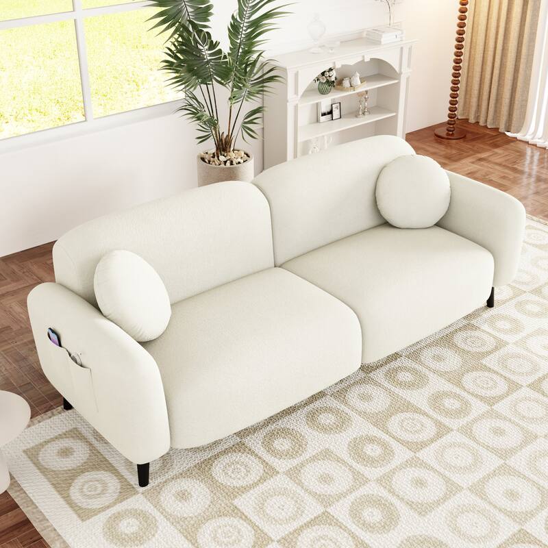 83.9" Chenille Sofa with Storage Pockets, 2-3 Seat Couch for Apartment or Living Room