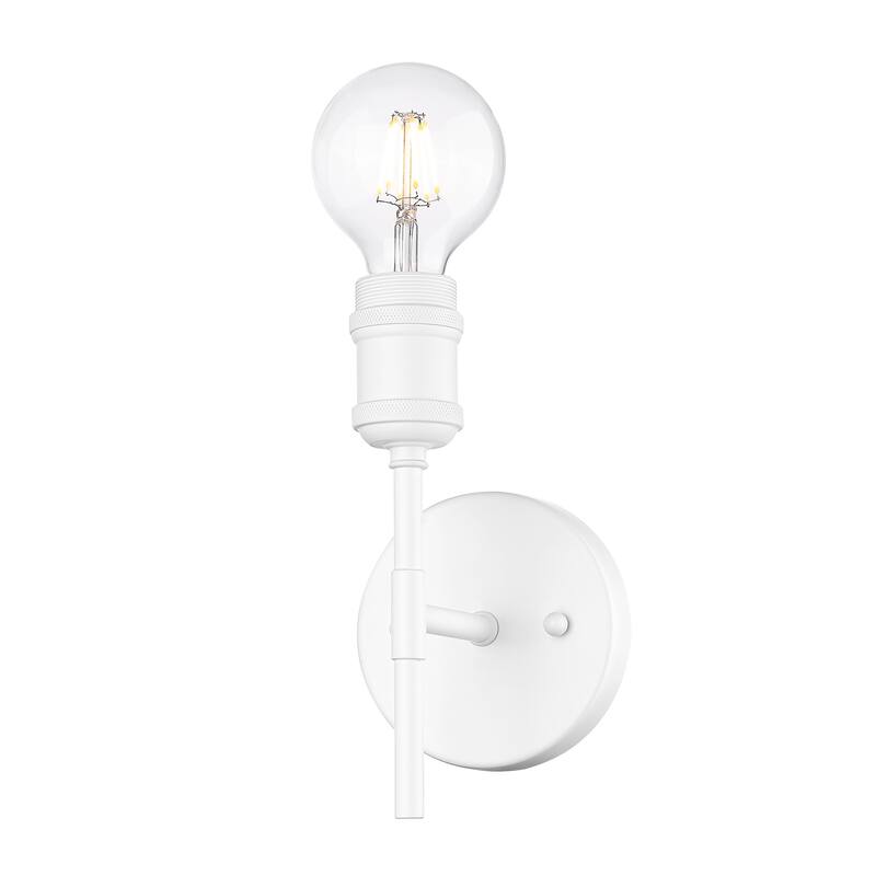Axel Damp-Rated 1-Light Wall Sconce - Matte White with No Shade