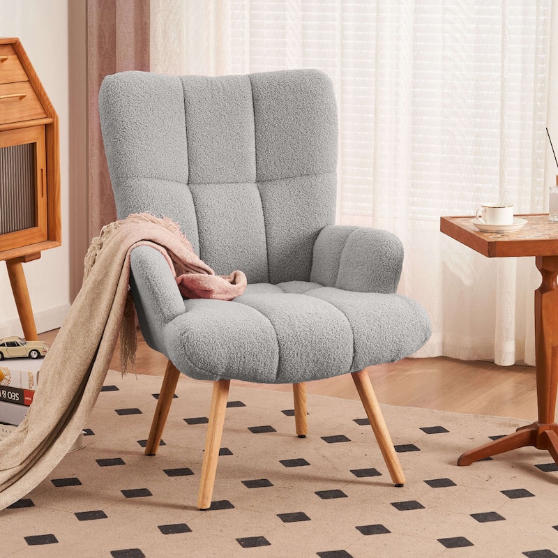FERPIT Rocking Accent Chair Teddy Upholstered Glider Nursery Accent Chair Padded Seat with High Backrest for Living Room