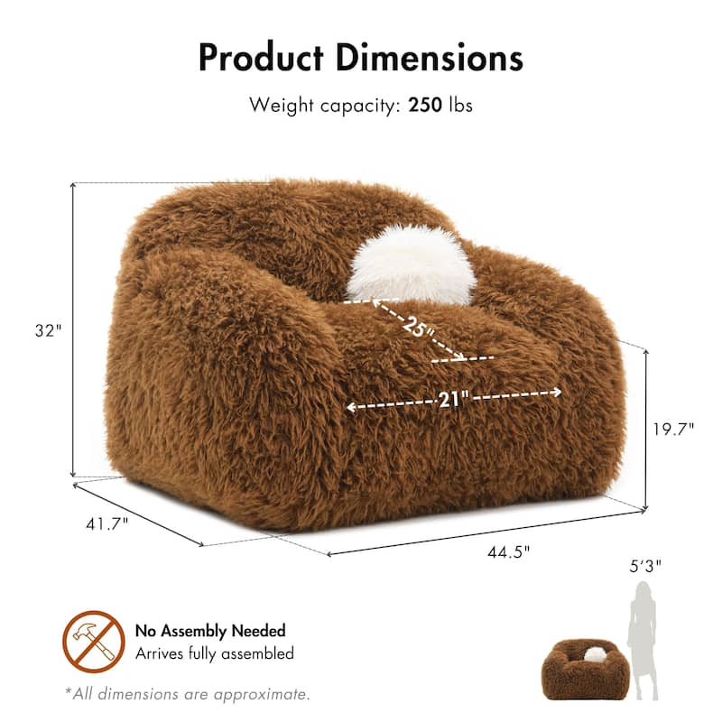 Furniture of America Cynra Modern 45-inch Faux Fur Swivel Arm Chair with Ball Pillow