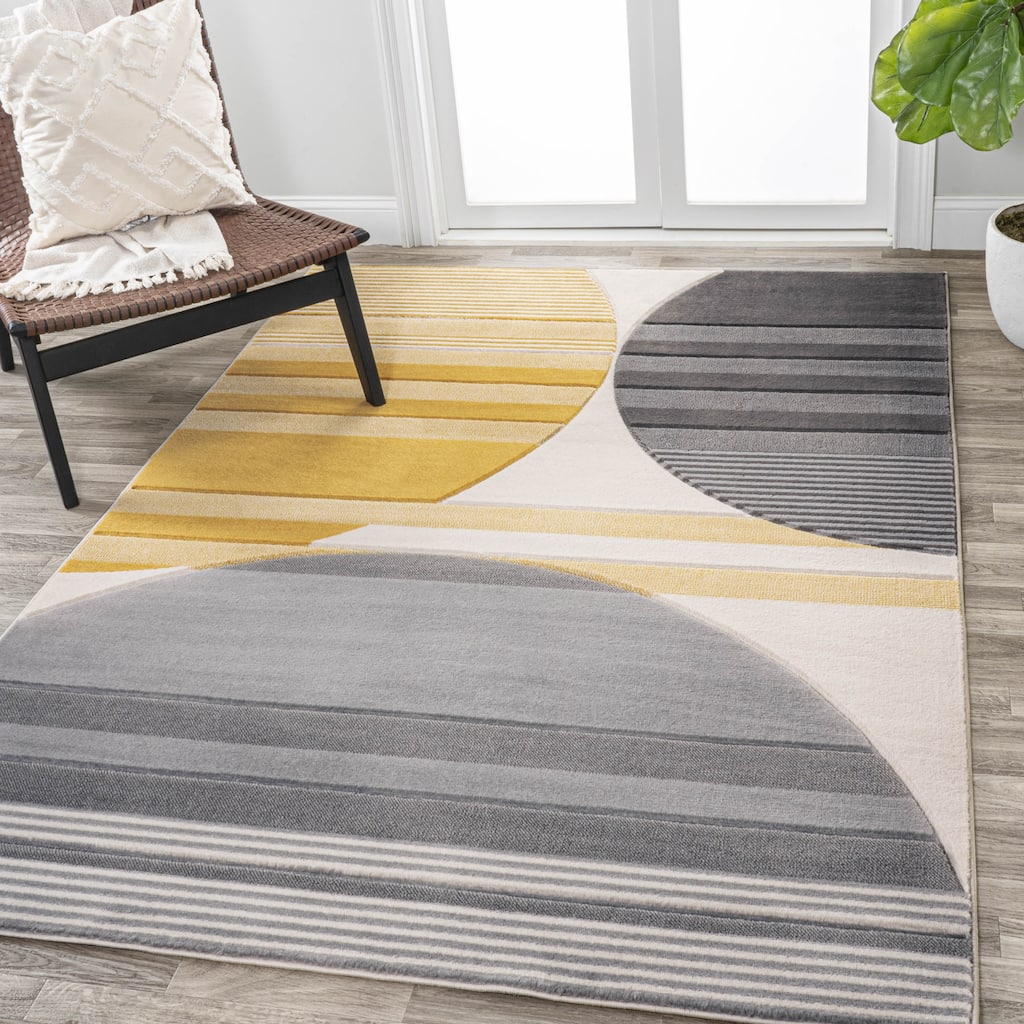 JONATHAN Y Geo Striped Circles Area Rug