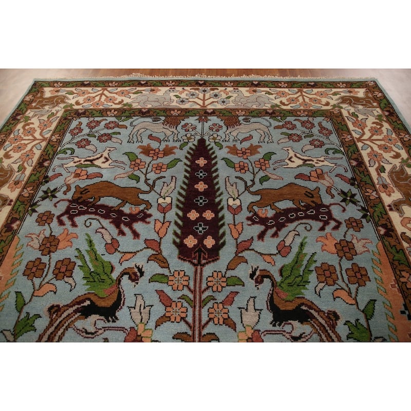 Animals Hunting Design Ziegler Rug Hand-Knotted Oriental Wool Carpet - 8'10"x 11'11"