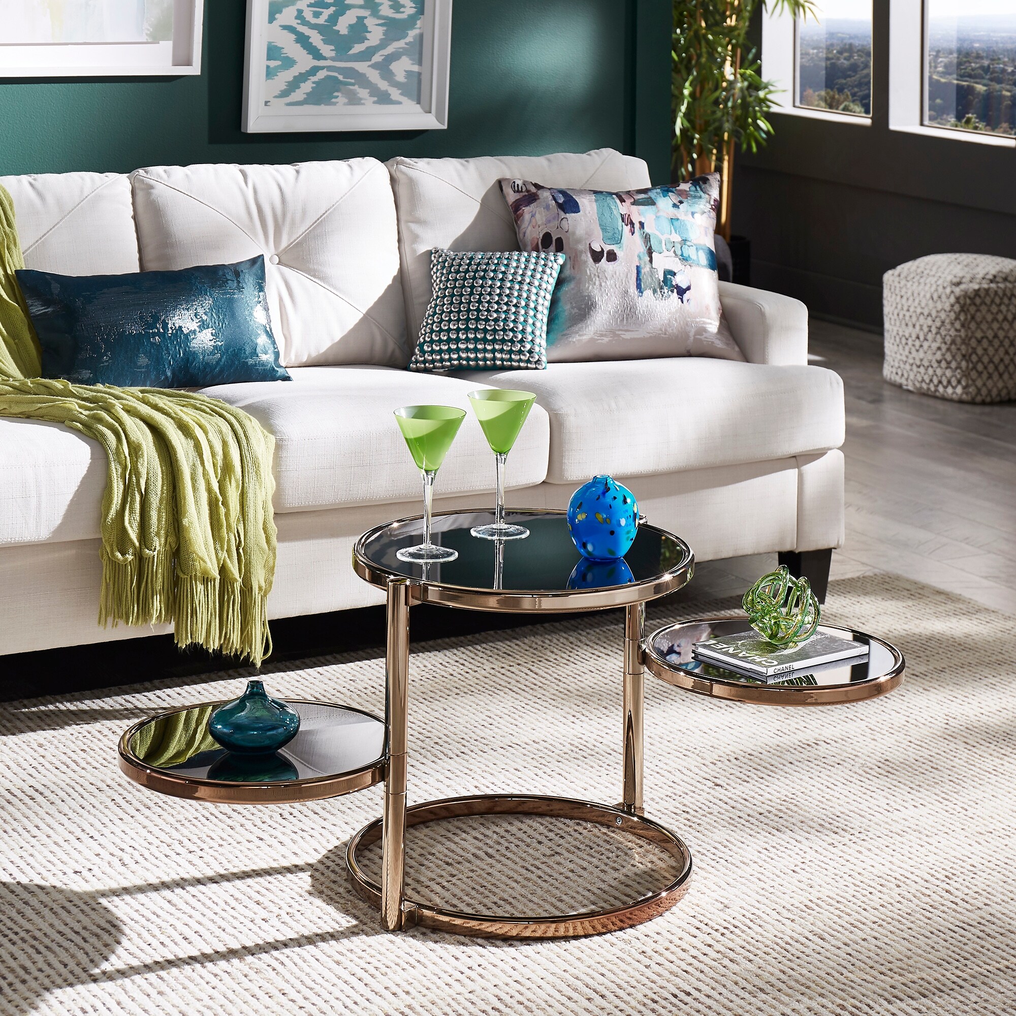 Shop Amity Champagne Gold Nightstand With Black Glass Top By Inspire Q Bold Overstock 30989484