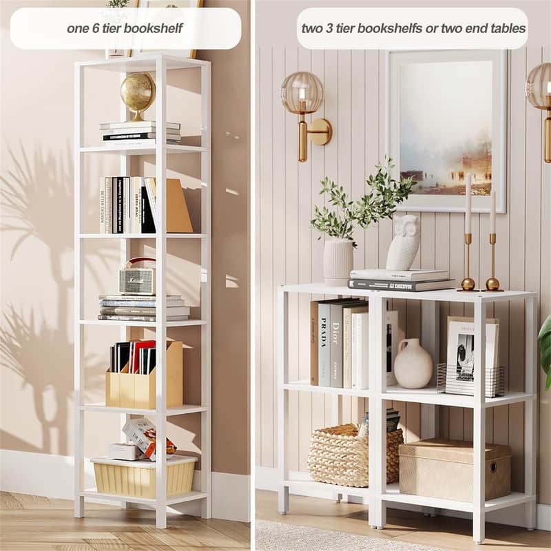 6 Tier Tall Book Shelf - 10.7"D x 15"W x 65.3"H