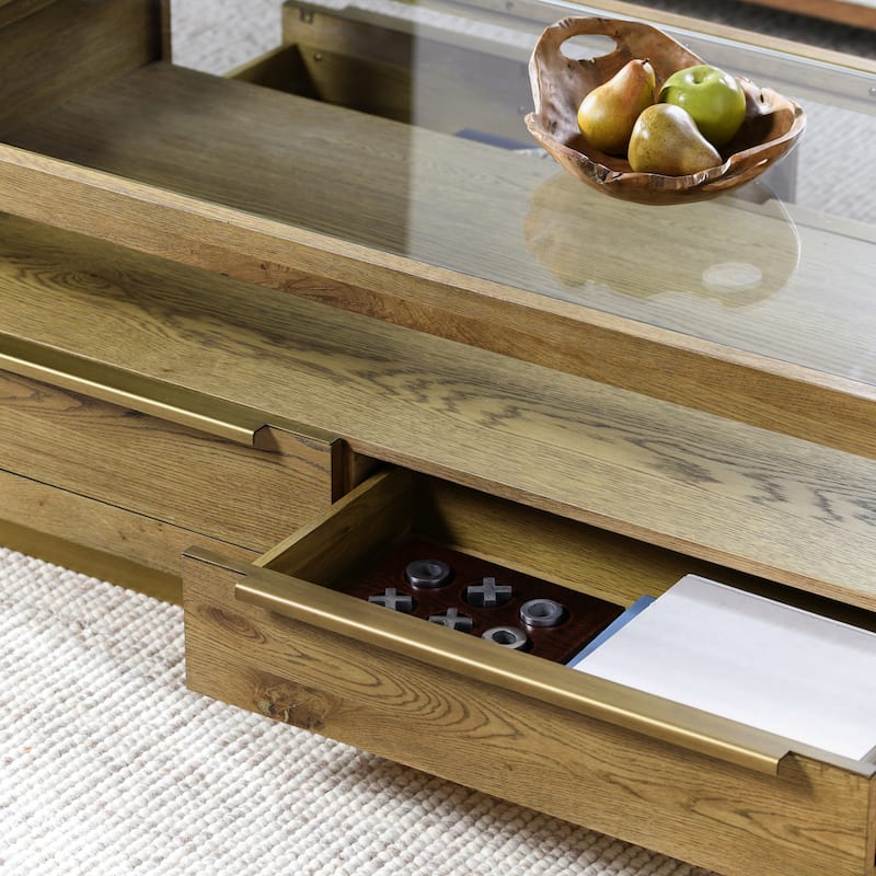 Classic Home Fallbook Four-Drawer Coffee Table in Brown
