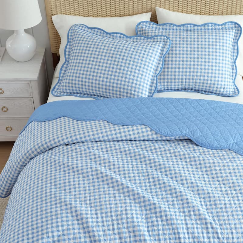 Martha Stewart Olivia Gingham Cotton Reversible Quilt Set
