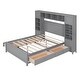 preview thumbnail 5 of 34, Full Size Wooden Bed with All-in-One Cabinet, 10-Shelves, & 4-Drawers, Grey