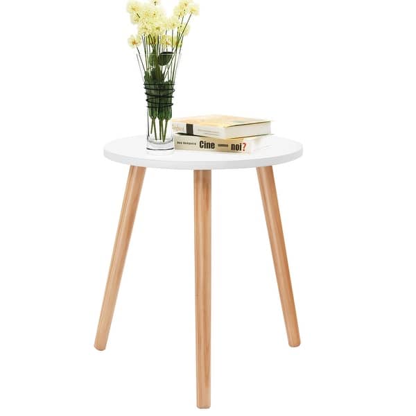 Shop Costway Modern Round Coffee Tea Side Sofa Table Living Room