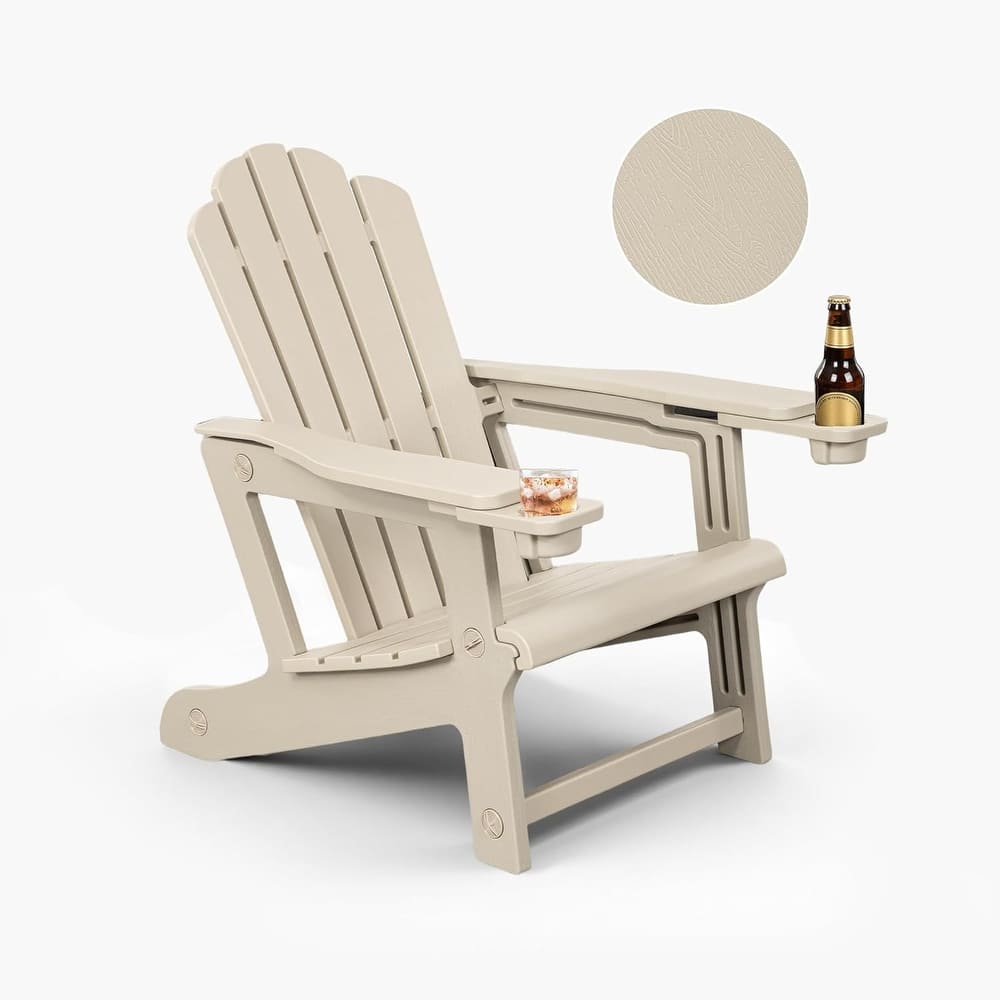 PURPLE LEAF All-Weather HDPE Adirondack Chair - Oversized Seat, Dual Cup Holders for Patio/Garden/Deck/Backyard