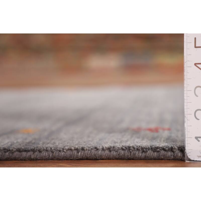 Little Animals Gabbeh Indian Accent Rug Hand-Knotted Wool Carpet - 4'0" x 5'10"