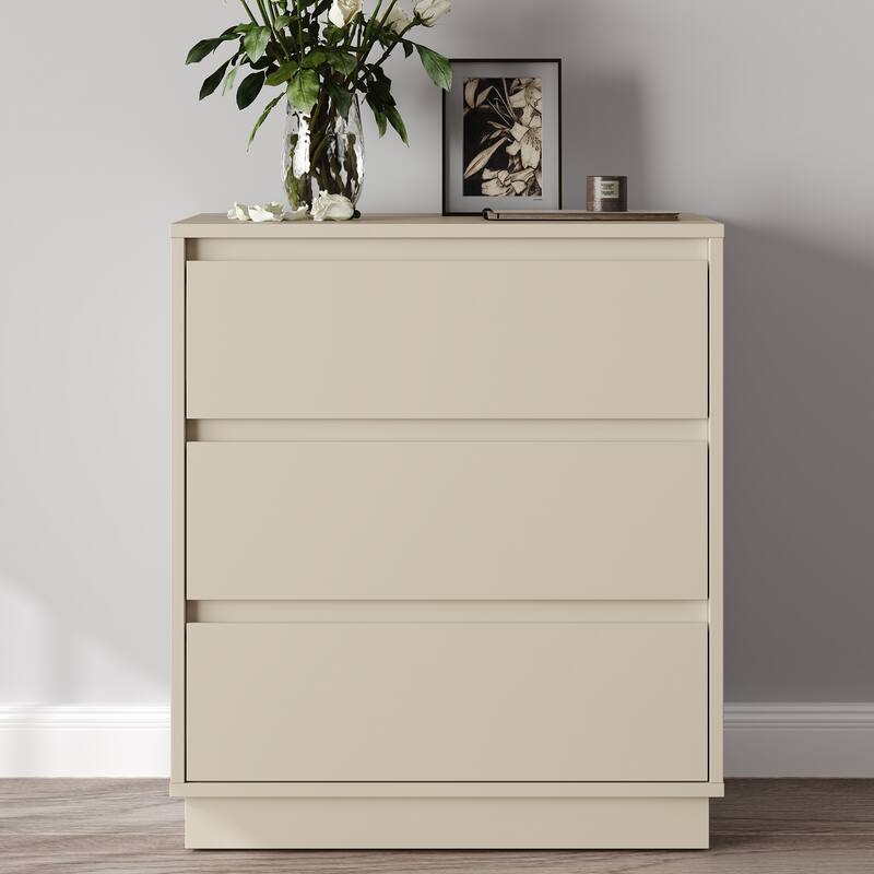 Large Wood Nighstand with 3 Drawers