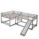 preview thumbnail 9 of 13, Full & Twin Size L-Shaped Bunk Bed with Slide and Short Ladder, Gray