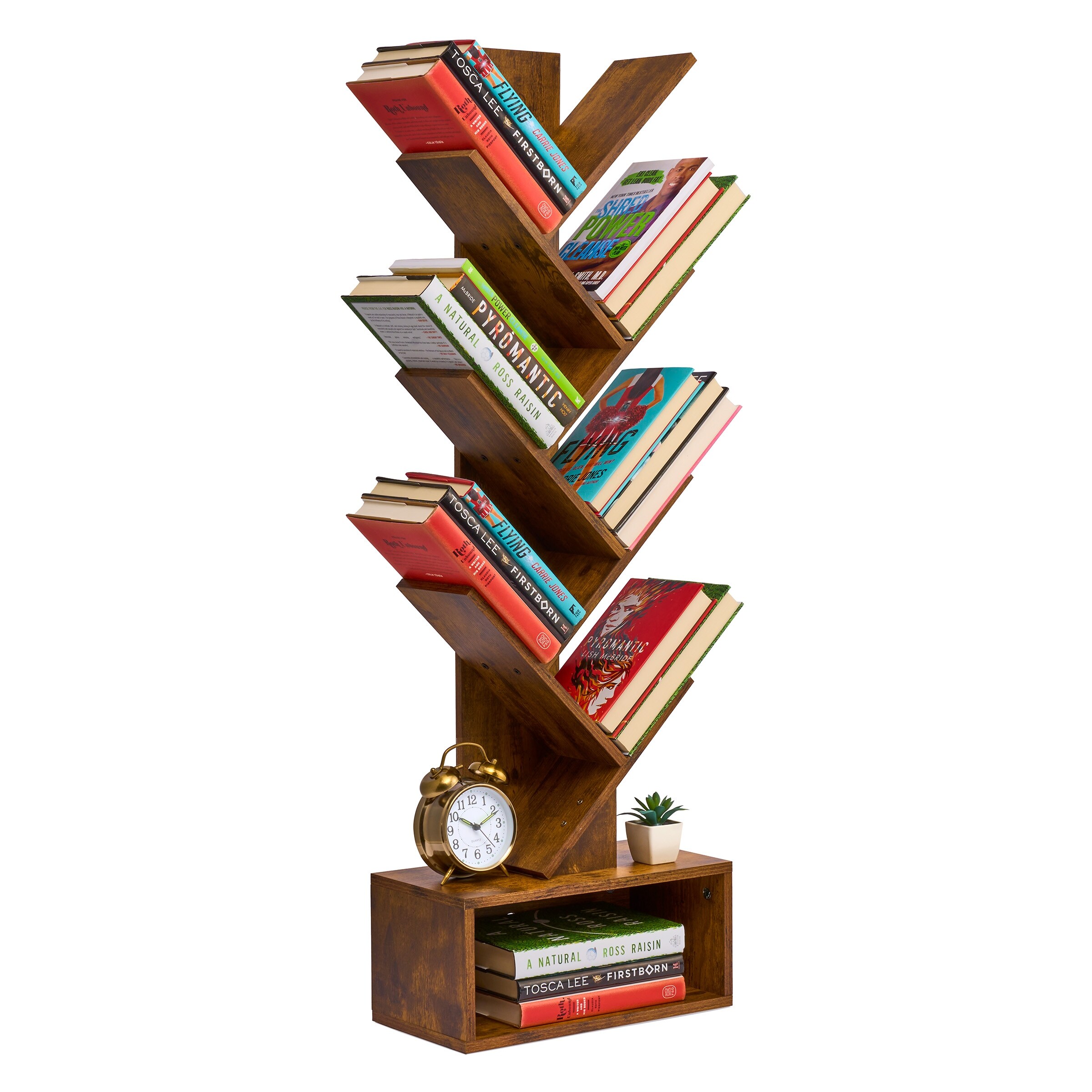 Booktree様 Sorbus 7 Tier Tree Bookshelf with Storage Shelf, Cable Access, and