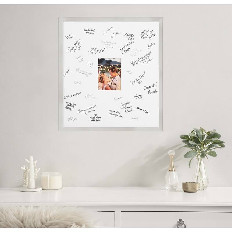 Svelte Signature Mat Picture Frame - Autograph Photo Frame Guest Book Alternative for Weddings, Graduations, or Retirement