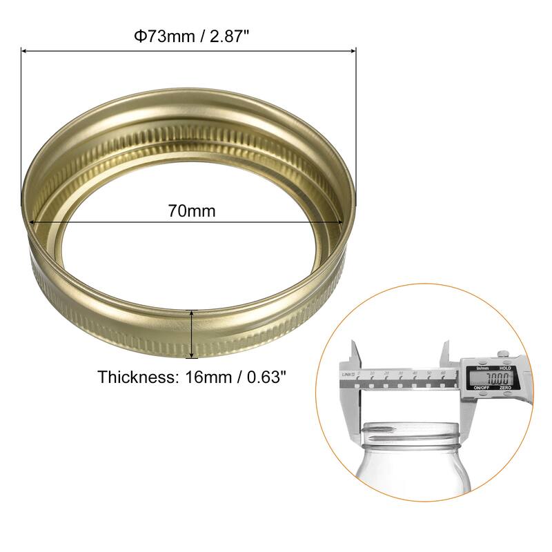 48Pcs Canning Jar Rings Tinplate Replacement Bands Regular Mouth - Gold - 70mm