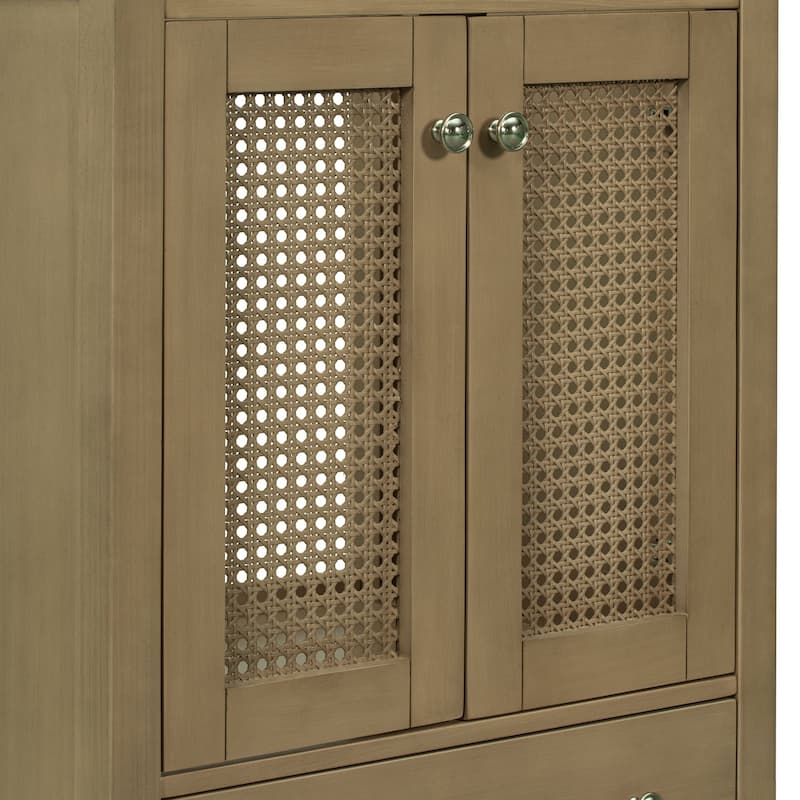 MDF Freestanding Bathroom Vanity Base in Natural with Door and Drawer, without Sink - 24" x 18"