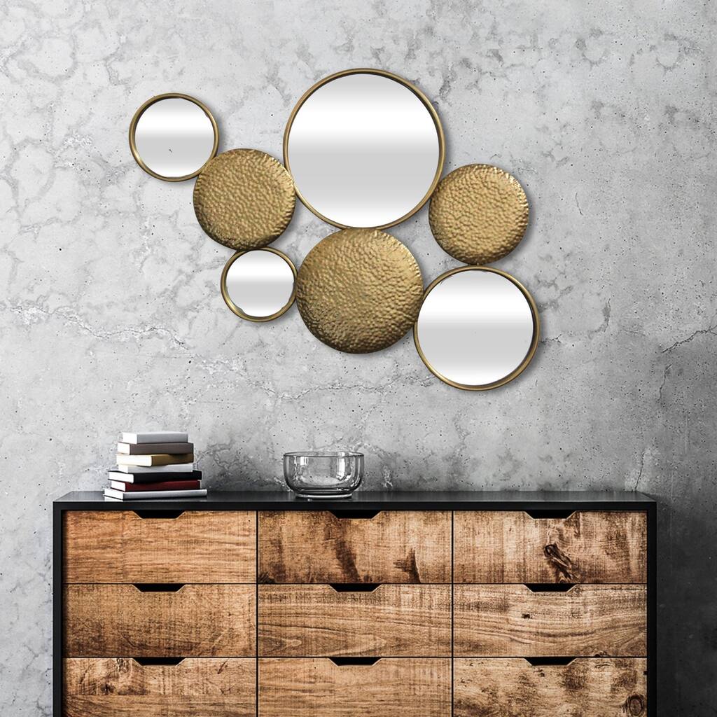 Benuve Golden Metal Multi Level Wall Mirror