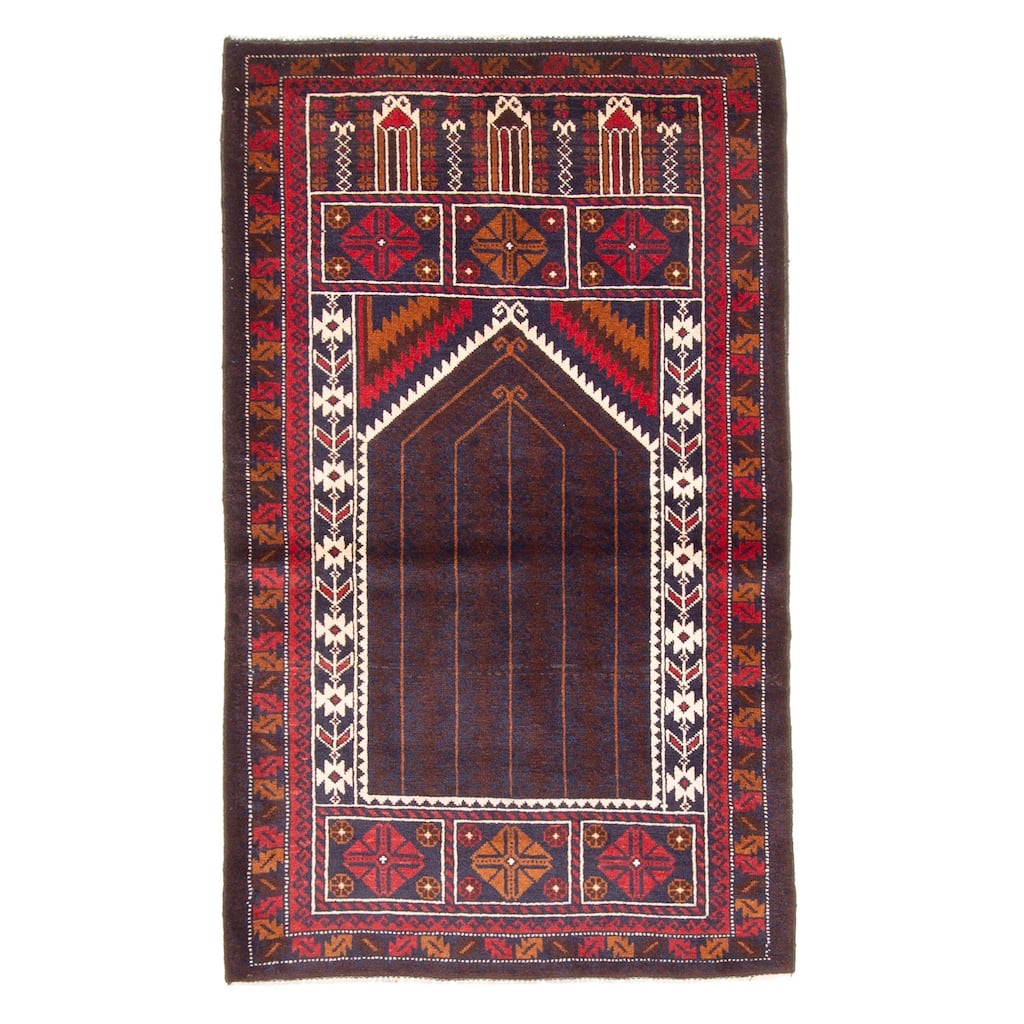 ECARPETGALLERY Hand-knotted Teimani Dark Navy Wool Rug - 2'10 x 4'9