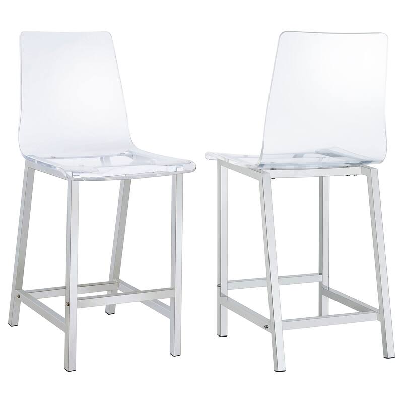 Juelia Clear Acrylic Counter Chair Chrome (Set of 2) - Clear