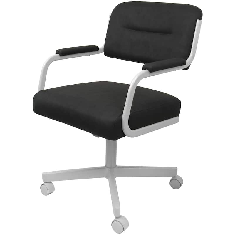 Swivel Kitchen Dining Caster Chair with Wheels - M-110 - N/A - Grey Vinyl - White