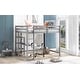 preview thumbnail 3 of 10, Gray Full Size Pine Wood Loft Bed with Built-in Desk and Shelves