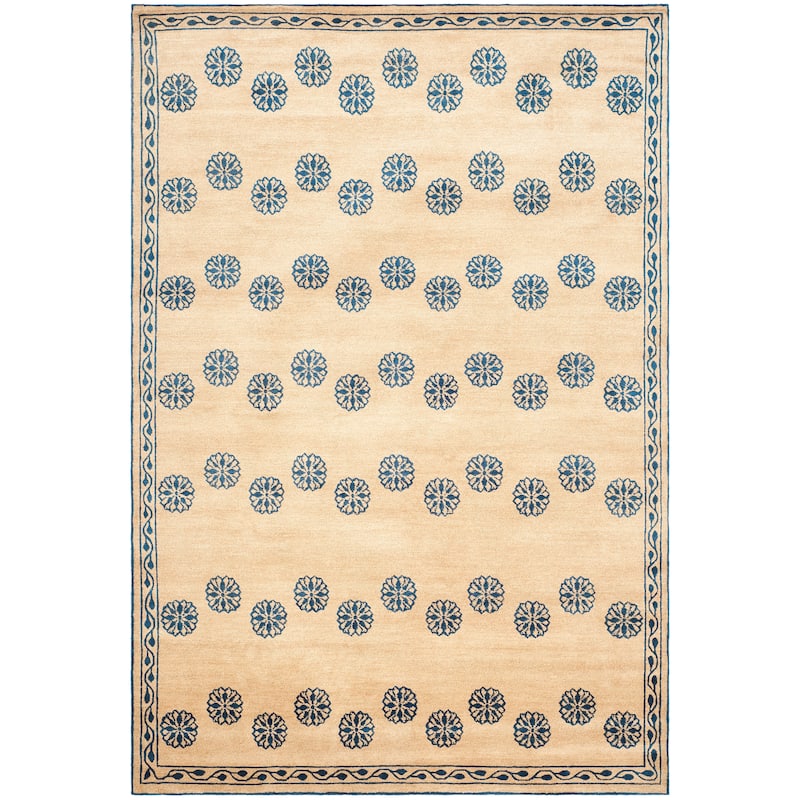 SAFAVIEH Couture Hand-knotted Aeronwen Silk/ Wool Rug - 4' x 6' - Indigo Sand