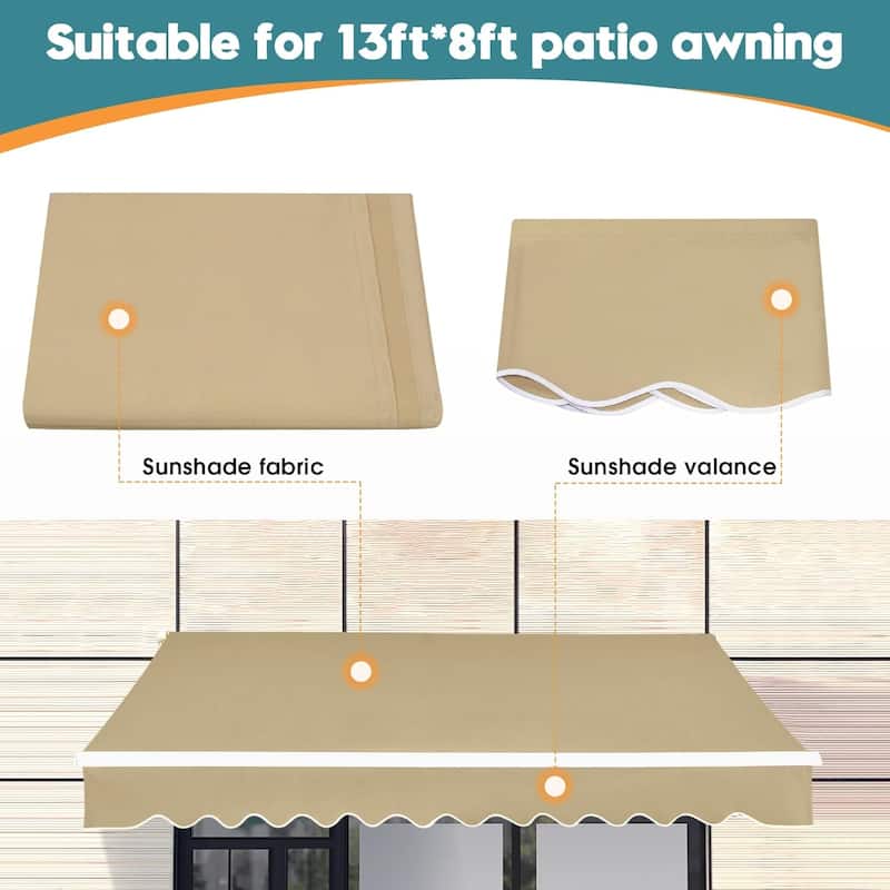Patio Awning 13x8 Feet Fabric Replacement Sunshade Canopy