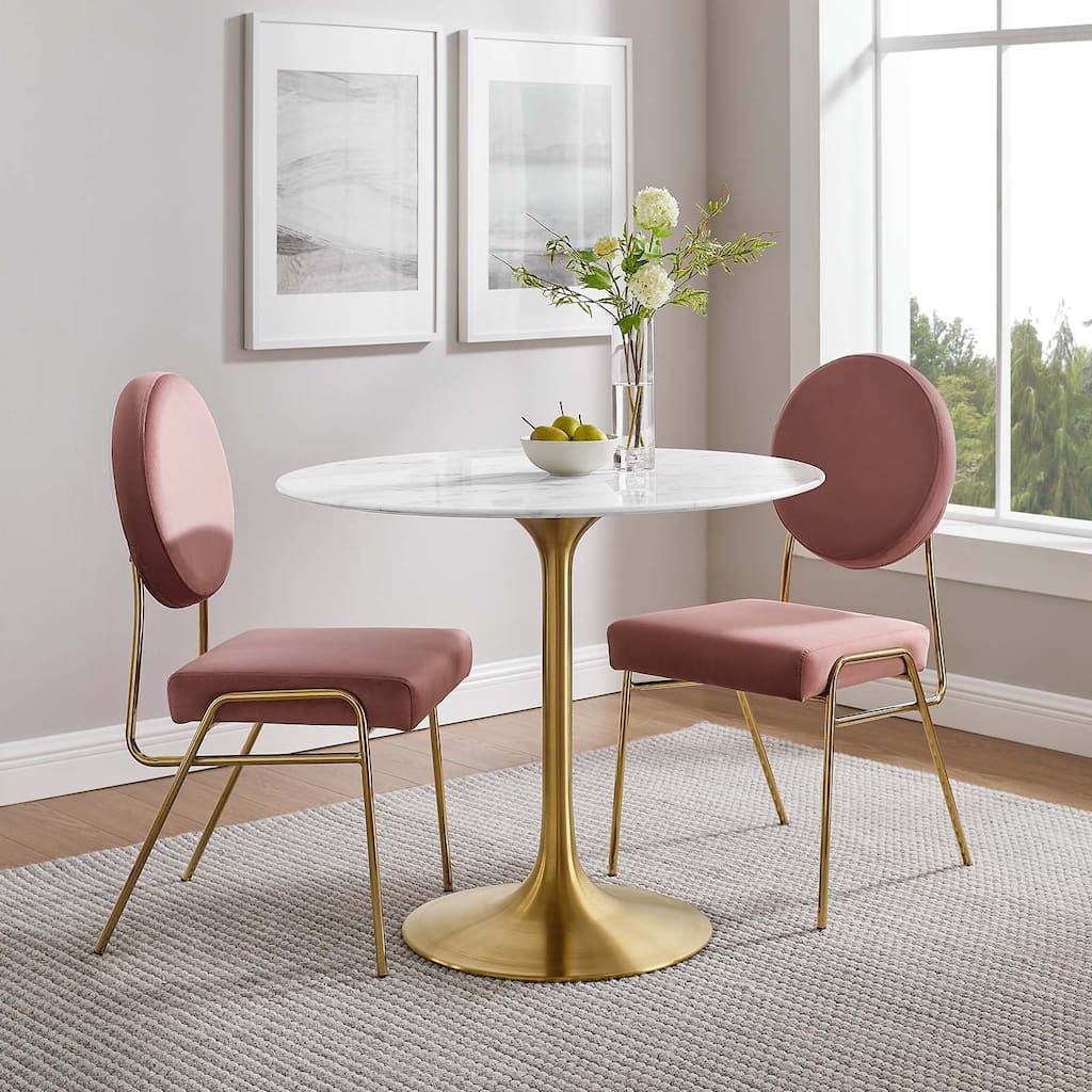 36" Round Artificial Marble Dining Table