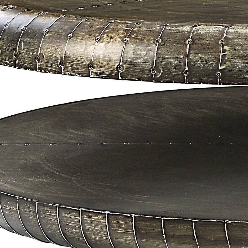 HomeRoots 39" Bronze Aluminum Round Floor Shelf Coffee Table With Shelf - 39.00 in. x 13.00 in. x 39.00 in.