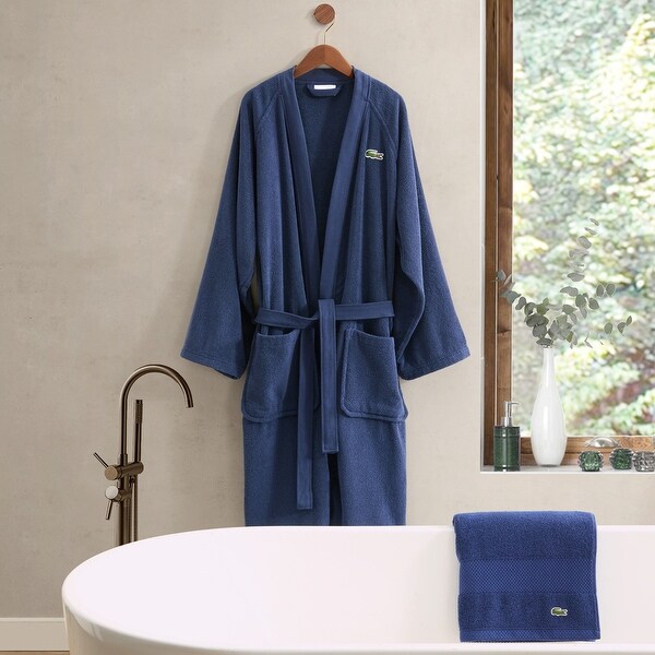 Lacoste Classic Pique Cotton Bath Robe Above the Knee, One Size